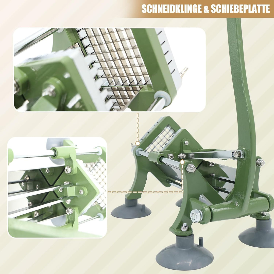 EasyVibe Pommes Frites Commercial Pommesschneider Professioneller mit Saugfüssen Komplettset, 3/8" K