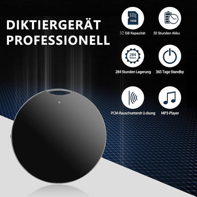 32 GB Mini Voice Recorder with Playback and OTG, Portable Round Mini Recorder, 192 Hours Recording a