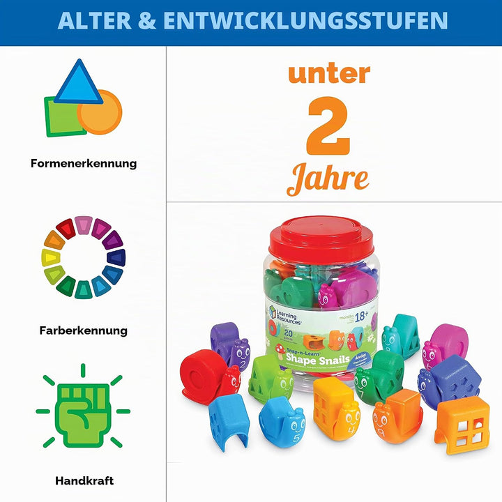 Learning Resources Snap-n-Learn Formen-Schnecken, Kleinkind-Aktivitäten, Lernspielzeug, Farben-Set,