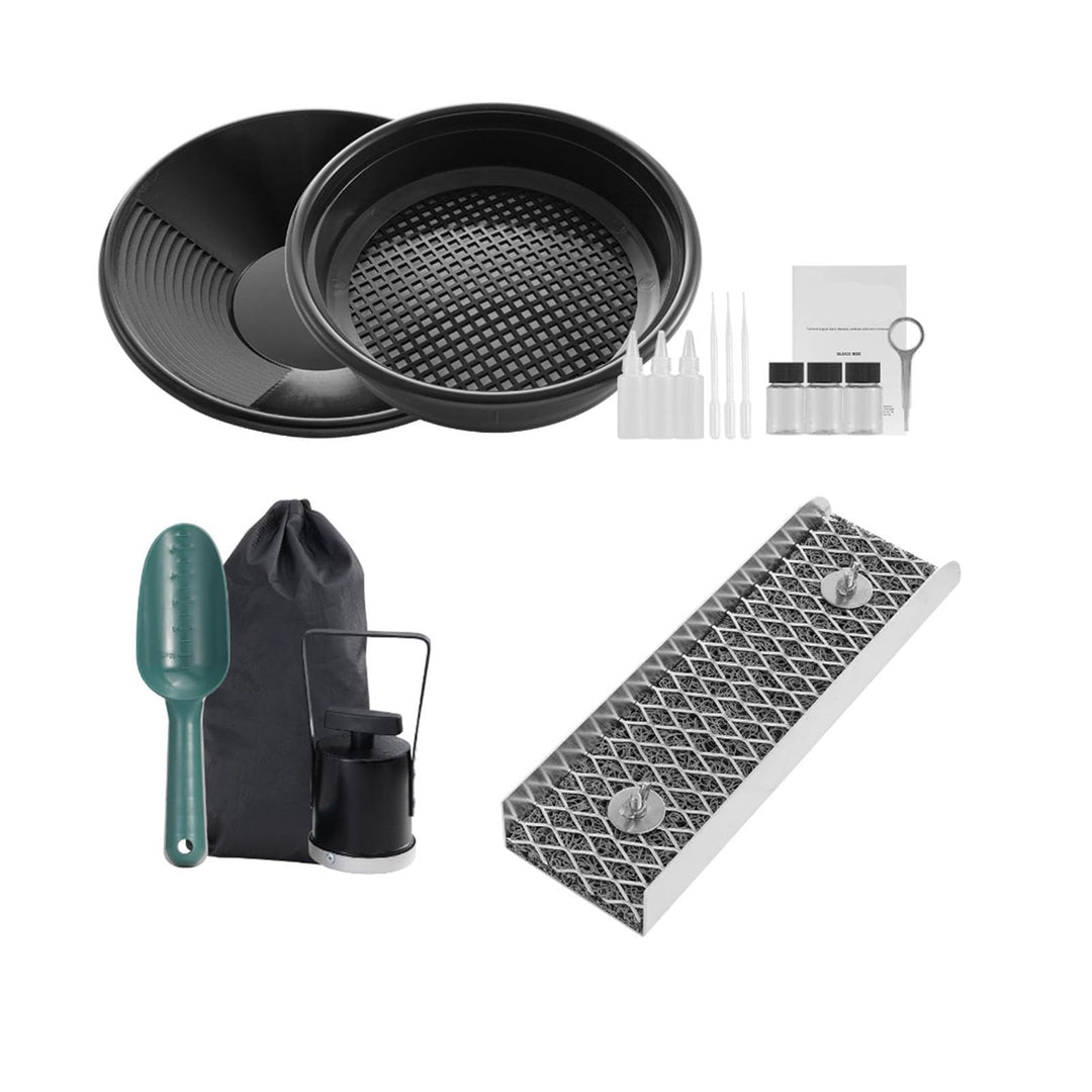 Gold Panning -Kit mit Schleusenbox, Tragbare Prospektionswerkzeuge für Erwachsene, Umfasst Goldpfann