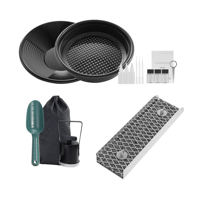 Gold Panning -Kit mit Schleusenbox, Tragbare Prospektionswerkzeuge für Erwachsene, Umfasst Goldpfann