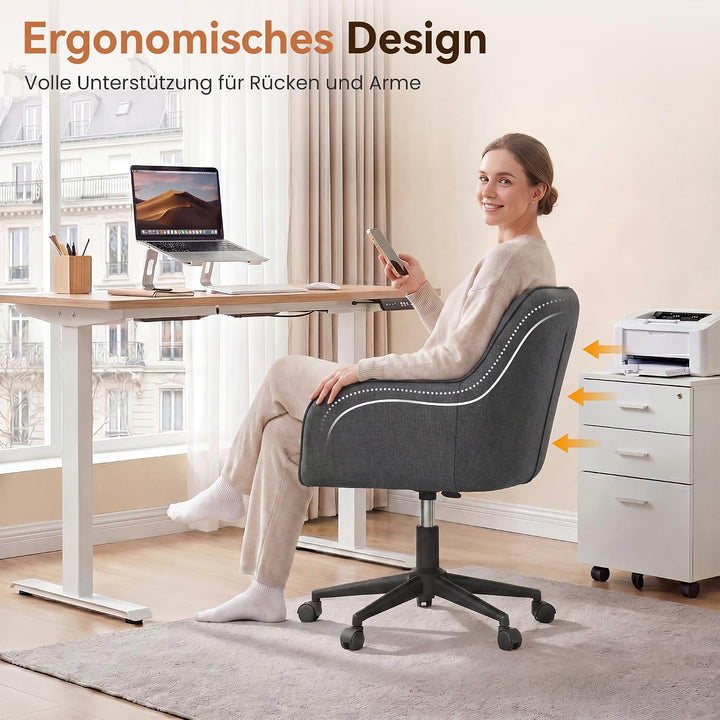 YOUDENOVA Schreibtischstuhl, Drehstuhl mit Rollen, Schminkstuhl Höhenverstellbar, Homeoffice Stuhl,