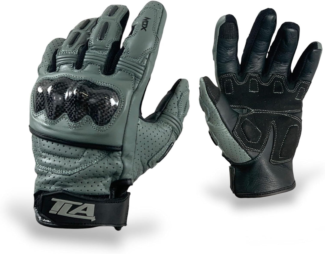 TLA NOX Leder-Motorradhandschuhe mit CE-geprüftem Knöchelschutz, Grössen bis 4XL für Männer und Frau