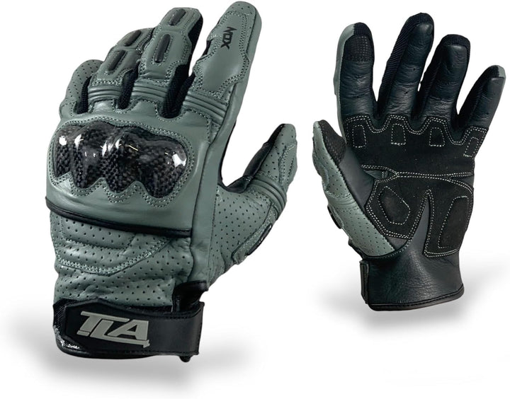 TLA NOX Leder-Motorradhandschuhe mit CE-geprüftem Knöchelschutz, Grössen bis 4XL für Männer und Frau