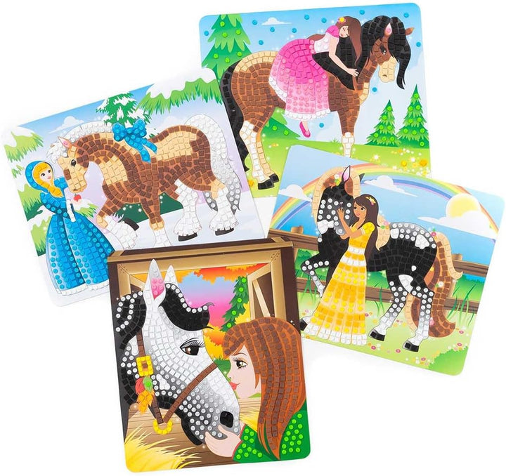 Sticky Mosaics ORB Pferde, 4 Designs, kreative Geschenke Bastelset Kinder Geschenke für Mädchen und