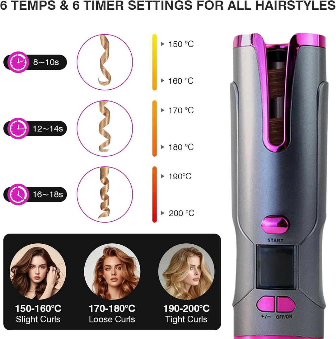 Automatischer Lockenstab, Tragbarer Kabelloser Automatischer Lockenstäbe Automatisch Rotierender Loc