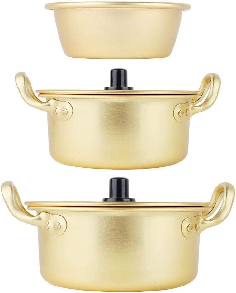 Nudeltopf, koreanischer Ramen-Nudeltopf, koreanischer gelber Aluminium-Suppentopf Instant-Nudeltopf