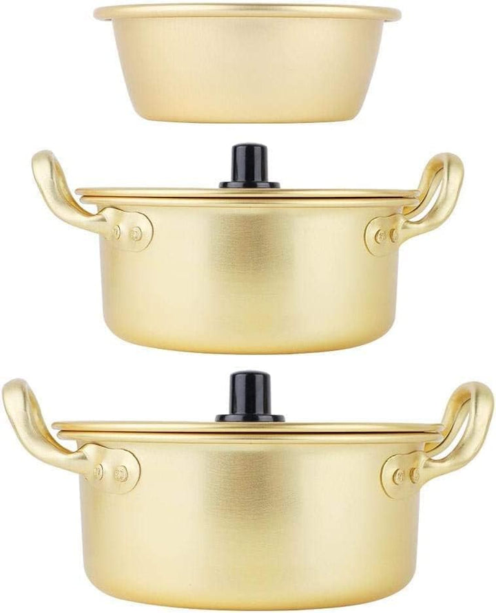 Nudeltopf, koreanischer Ramen-Nudeltopf, koreanischer gelber Aluminium-Suppentopf Instant-Nudeltopf