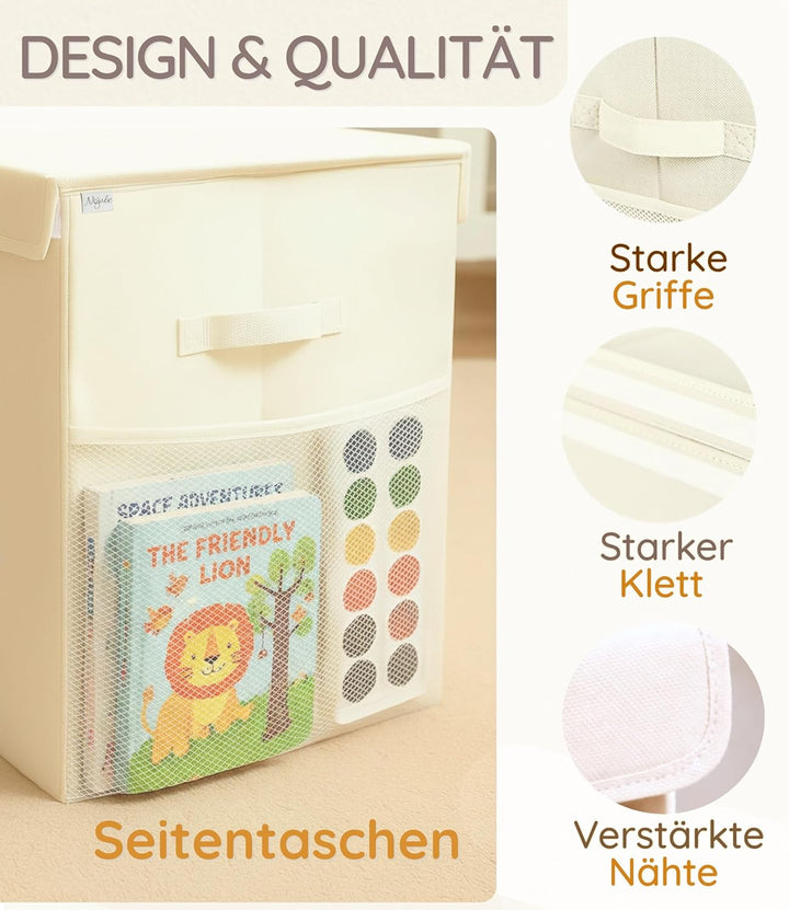 Spielzeugkiste Kinderzimmer XL mit Deckel, faltbare Aufbewahrungsbox für Spielzeug, Spielzeug Organi