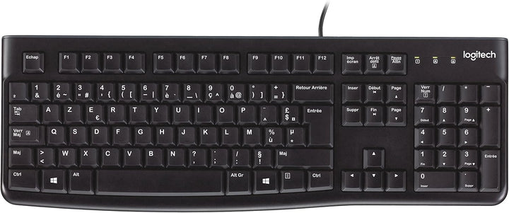 Logitech K120 Kabelgebundene Tastatur für Windows, Belgisches AZERTY-Layout - Schwarz