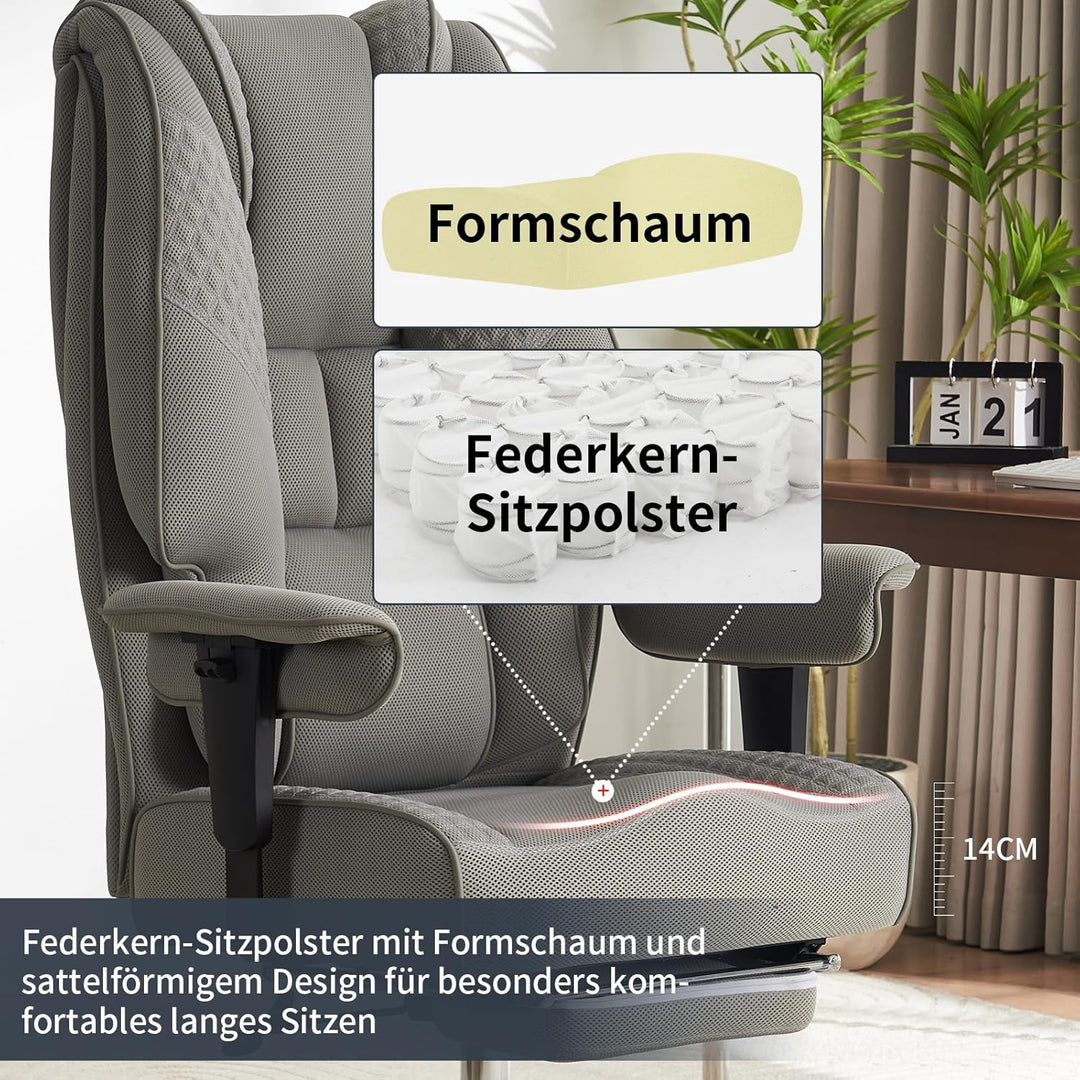 Ergonomischer Mesh-Bürostuhl – Executive Drehstuhl mit verstellbaren Armlehnen, Formschaum- & Tasche