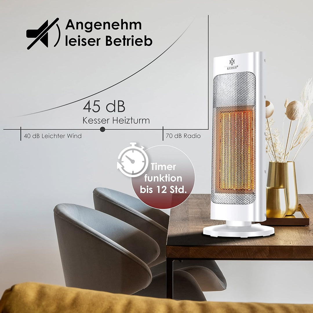 KESSER® Heizlüfter mit Fernbedienung energiesparend leise 2000W Keramik Heizstrahler Standheizstrahl