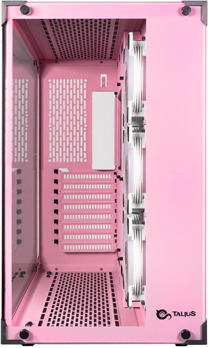 Talius Cronos Orchid Gaming-Gehäuse, Hartglas, RGB-Ventilatoren (erhältlich in DREI Farben) (Rosa) P