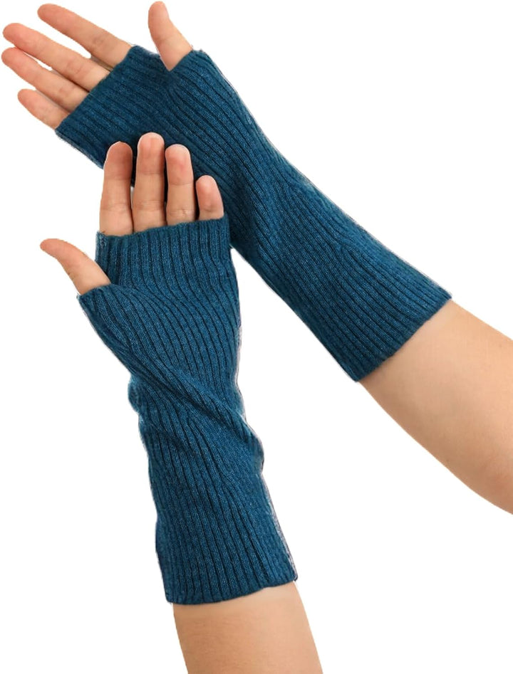 Prettystern Damen mid-lange Kaschmir Pulswärmer Arm-Stulpen fingerlose Ripp-Strick Handschuhe Länge