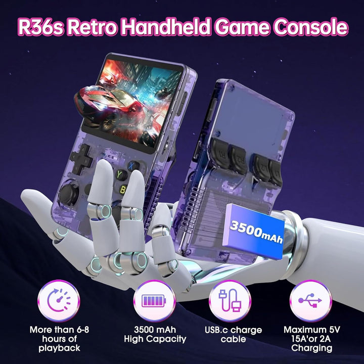 Febotak R36S Retro-Handheld-Spielkonsole, 3,5-Zoll-IPS-Bildschirm, 128 GB Speicher, über 40.000 Spie