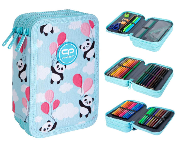 CoolPack 3-Fach Mäppchen Federmappe Federtasche XXL Schulstiftetui, dreifaches Federmäppchen 44-teil