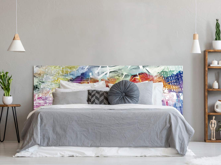 Kopfteil für Bett, PVC, Digitaldruck, Bunte Stadt, 100 x 60 cm, Original-Kopfteil 100x60cm, 100x60cm