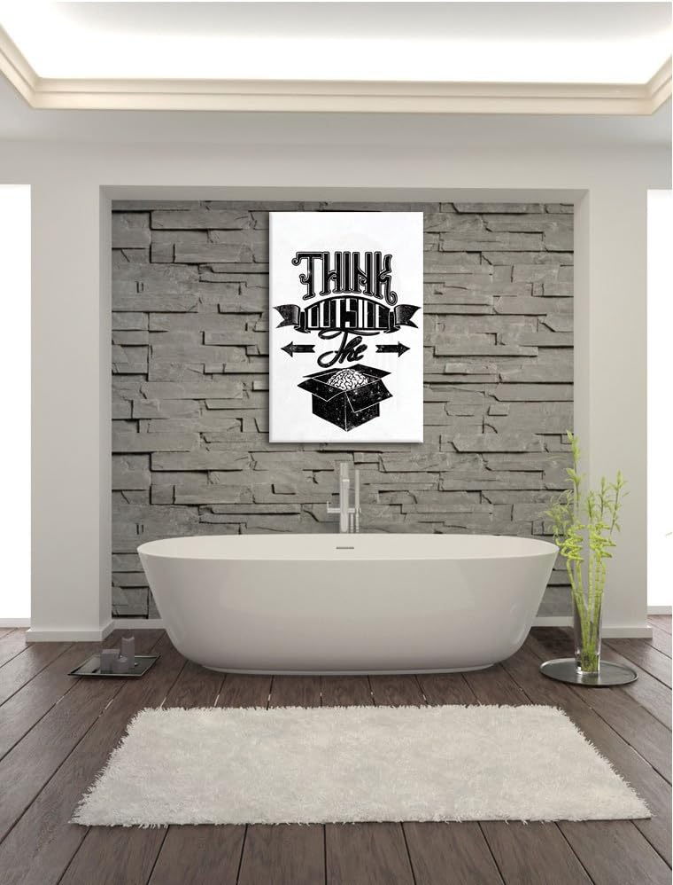Think outside the box white Bild auf Leinwand, XXL riesige Bilder fertig gerahmt mit Keilrahmen, Kun