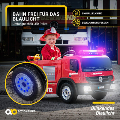 Actionbikes Motors Kinder Elektroauto Feuerwehr SX1818 | 2,4 Ghz Fernbedienung - 2 Motoren 12V 35Wat