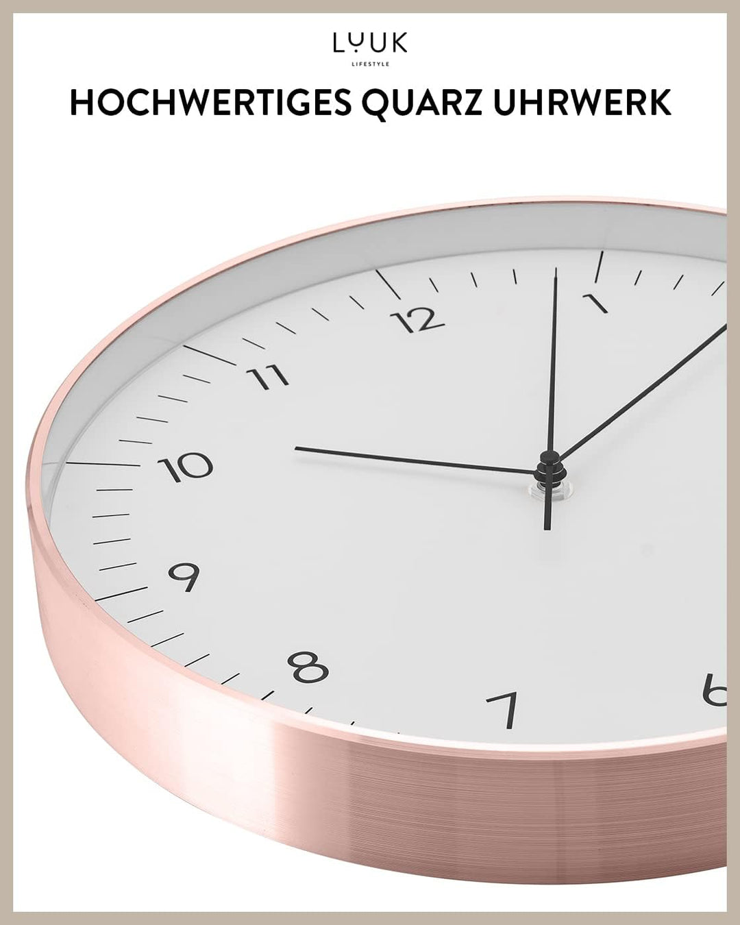 LUUK LIFESTYLE Grosse Quarz Wanduhr in nordischem Design, Küche, Kinderzimmer, Wohnzimmer, Diele, ge