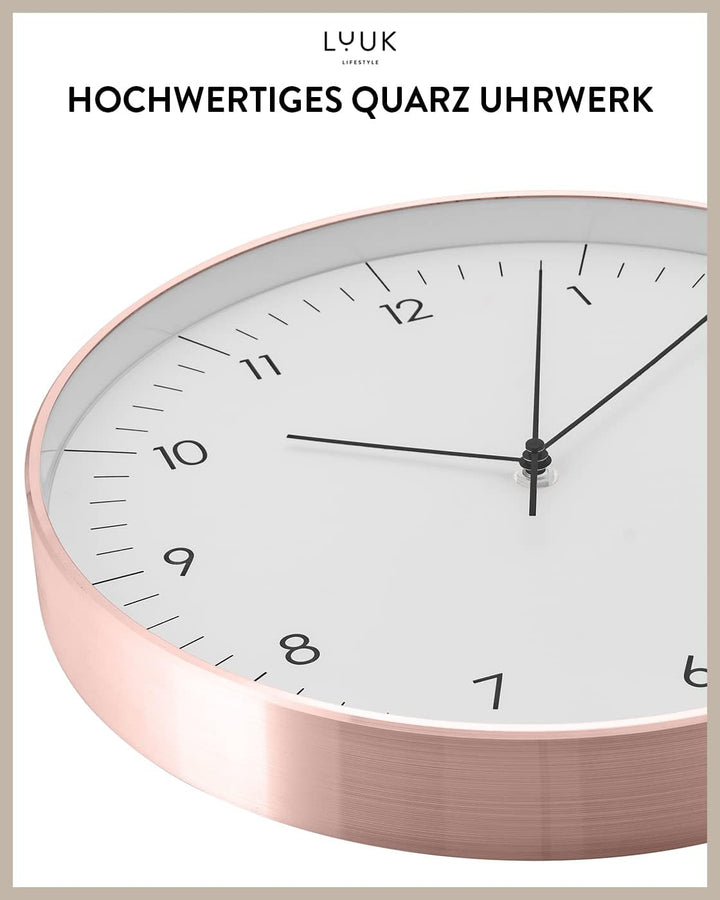 LUUK LIFESTYLE Grosse Quarz Wanduhr in nordischem Design, Küche, Kinderzimmer, Wohnzimmer, Diele, ge
