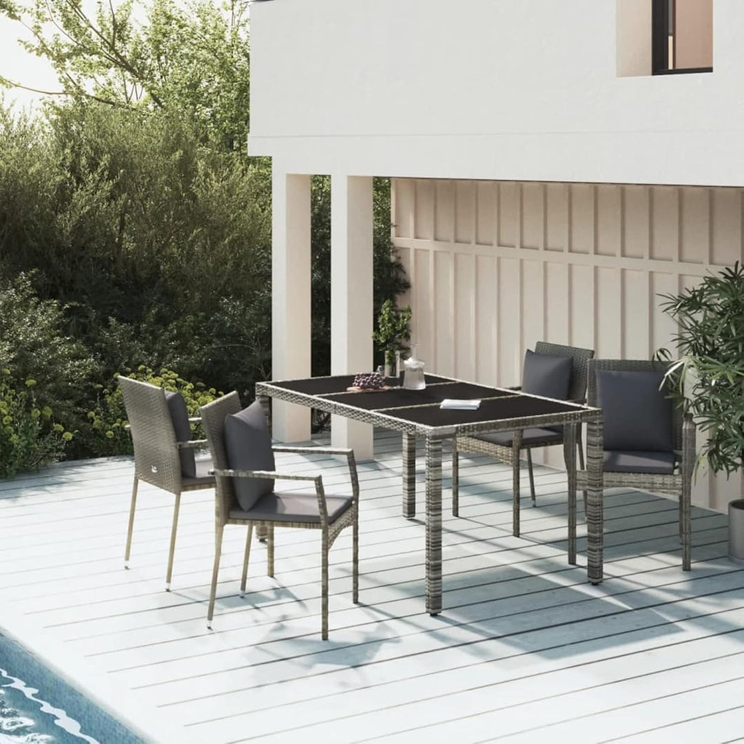 Festnight 5 teilig Garten Sitzgruppe Poly Rattan Gartenmöbel Set 4 Personen Essgruppe Gartentisch mi