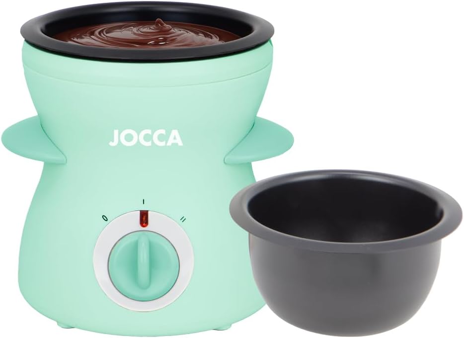 Jocca Fonduemaschine 350ML | Schokoladen- und Käsefondue | 25W | Antihaftbeschichtung | Mit 4 Gabeln