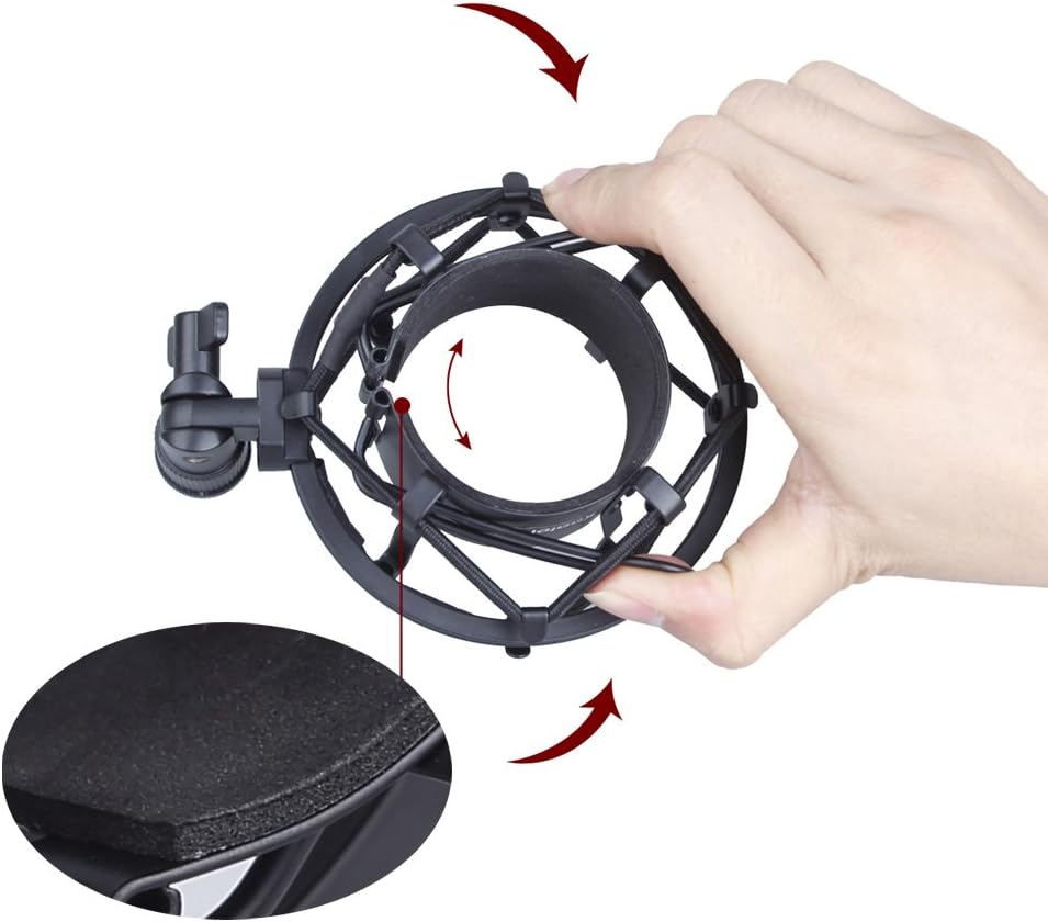 Koolertron Universal-Mikrofonspinne, für Kondensator-Mikrofone 50 mm schwarz, Schwarz