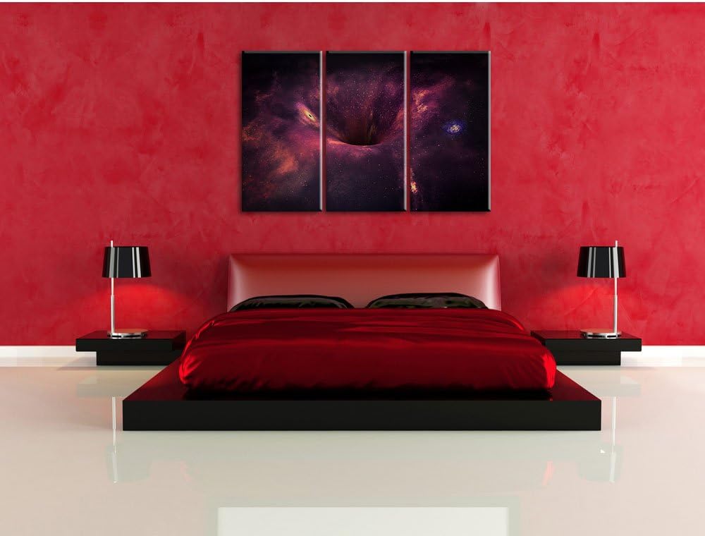 Pixxprint Schwarzes Loch im Weltall als Leinwandbild - Grösse: 3-Teilig (120x80cm) - Wandbild - Kuns