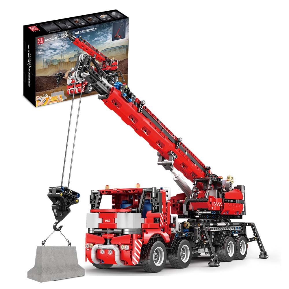 Mould King 17003 LKW Kran Modell, 2828 Teile, Gross Multifunktionale Kran mit APP/2.4 GHz Fernbedien