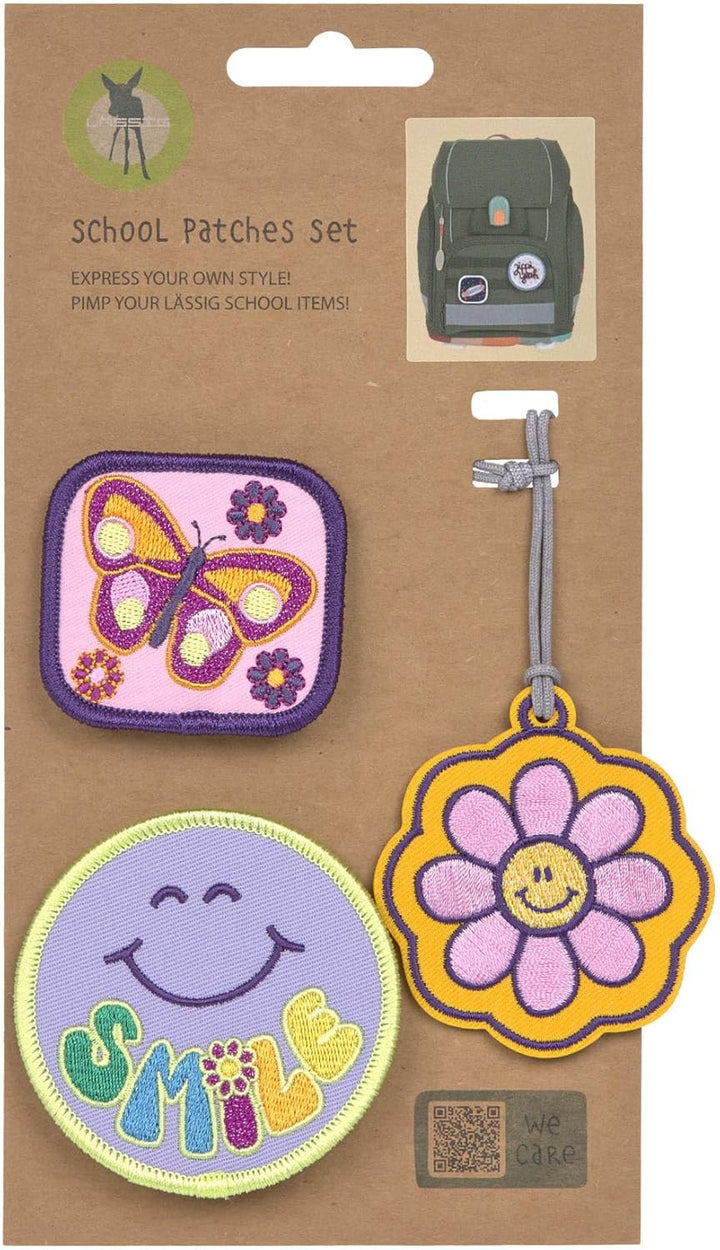 LÄSSIG Anhänger und Patches Set (3 Stk.) mit Druckknopf/School Patches Set Flowers, Flowers