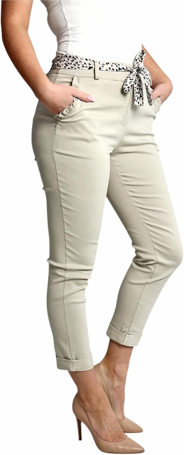 Mississhop Female Damen Stretch Klassische Chino Hose L Beige, L Beige