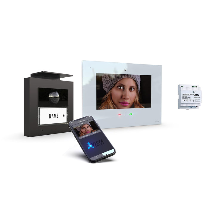 m-e iP Video-Türsprechanlage RFID anthrazit/weiss | Aluminium Aussenstation für 1-Familienhaus | 7“