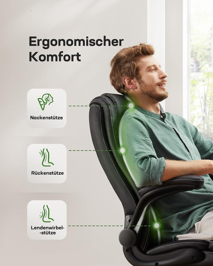 Marsail Bürostuhl Ergonomisch Schreibtischstuhl hat Verstellbarer Lordosenstütze Kopfstütze und Arml