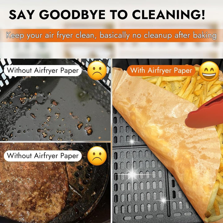 BYKITCHEN 100 Stück Airfryer Backpapier für Tefal Dual Easy Fry XXL Doppelkammer-Heissluftfritteuse,