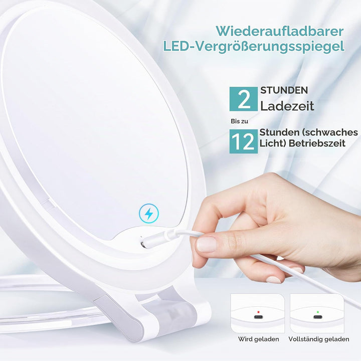 B Beauty Planet Kosmetikspiegel mit Beleuchtung 20fach,doppelseitiger 1x/20x kompaktspiegel,mit vers