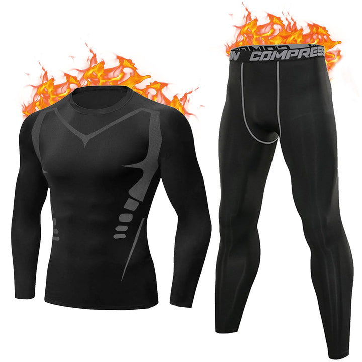 Terecey Thermounterwäsche Herren Winter Thermo Unterwäsche Set Fussball Funktionsunterwäsche Innenfl