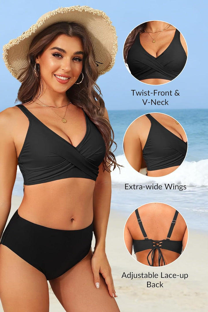 Aqua Eve Damen-Bikinioberteil, volle Abdeckung, ohne Unterteil, Push-up-Badeanzüge, Sport-BH, Badean