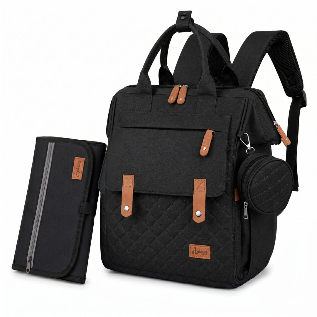 Wickelrucksack inkl. Wickeltunterlage, Wickeltasche gross viel Stauraum, Baby Rucksack für unterwegs