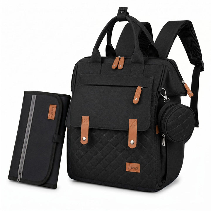 Wickelrucksack inkl. Wickeltunterlage, Wickeltasche gross viel Stauraum, Baby Rucksack für unterwegs