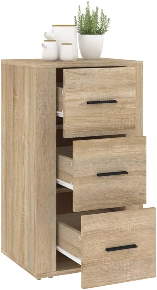 FIRBNUS Bücherschranks 40x33x70 cm Seitenschrank mit 3 Schubladen Beistellschrank Schubladenschrank