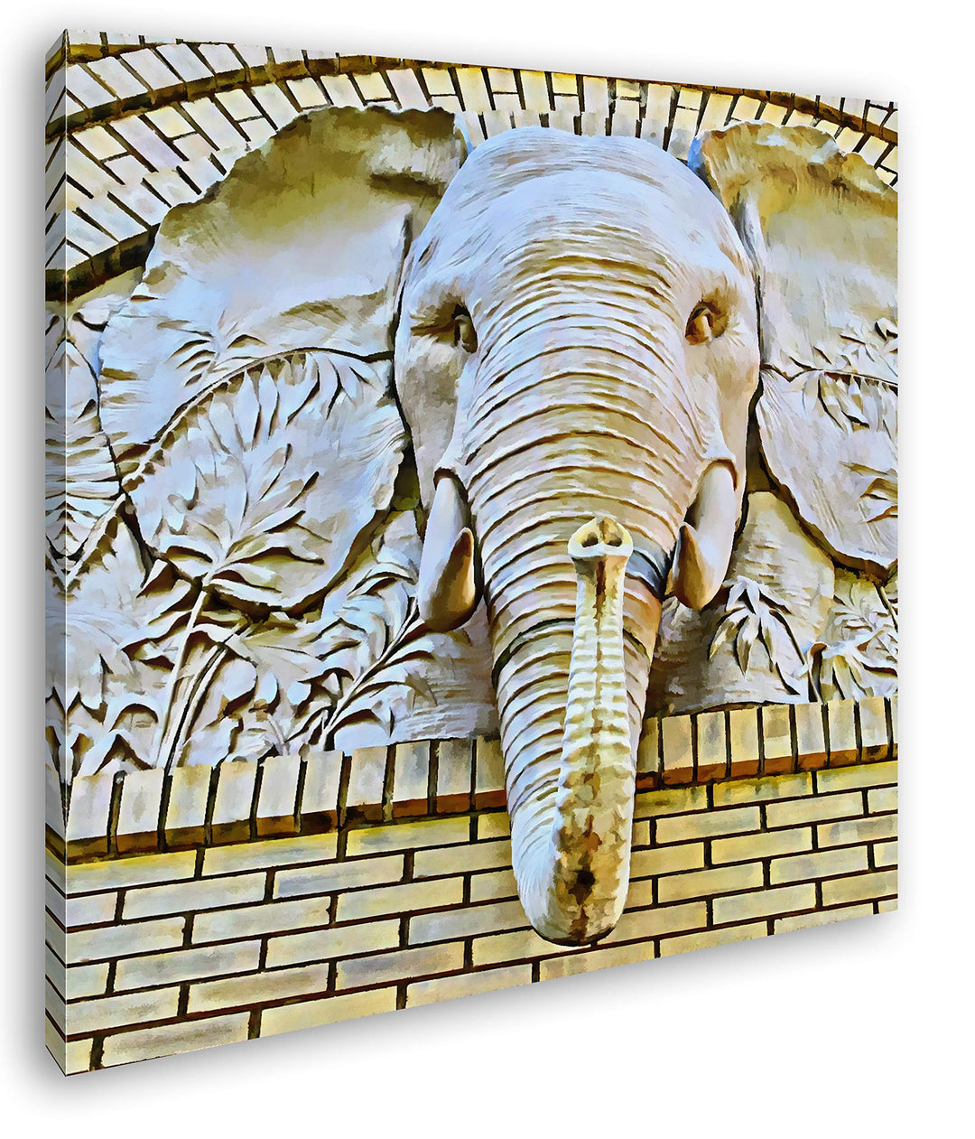 deyoli Beeindruckendes Elefanten Relief Format: 70x70 Effekt: Zeichnung als Leinwandbild, Motiv auf