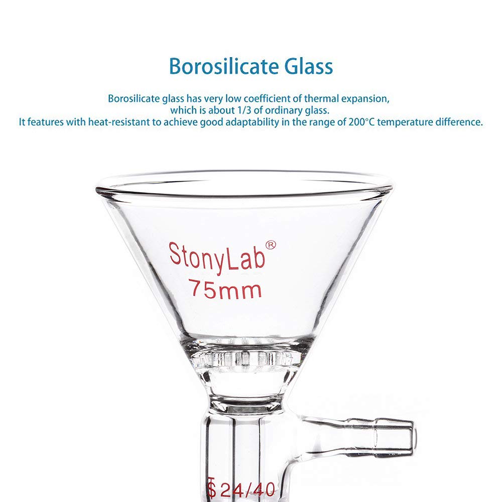 stonylab Glas Filter Trichter Borosilikatglas filter Trichter mit 75 mm Oberem Aussenmass, 24/40 Inn