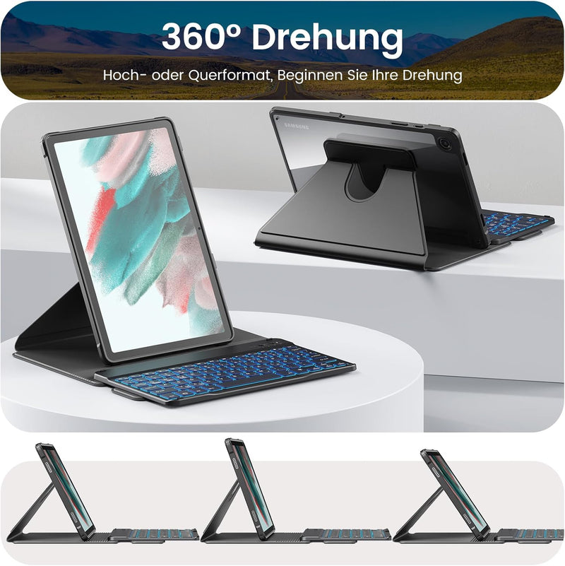 INFILAND Tastatur Hülle für Samsung Galaxy Tab A9+ Plus 11 Zoll 2023 Modell (SM-X210/X216/X218) mit