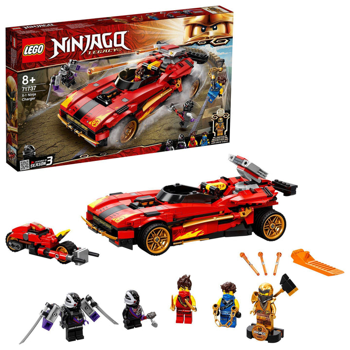 LEGO 71737 NINJAGO Legacy X-1 Ninja Superauto und Motorrad mit Cole als goldene Minifigur Standard V