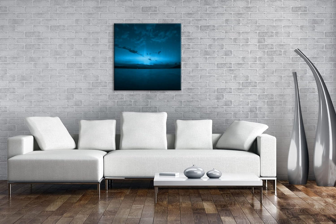 deyoli Dark Aurora Borealis Nordlicht Format: 70x70 Effekt: Monocrome Blau als Leinwandbild, Motiv f