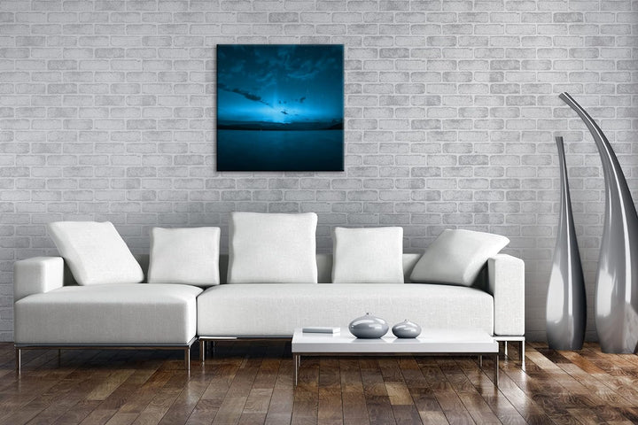 deyoli Dark Aurora Borealis Nordlicht Format: 70x70 Effekt: Monocrome Blau als Leinwandbild, Motiv f