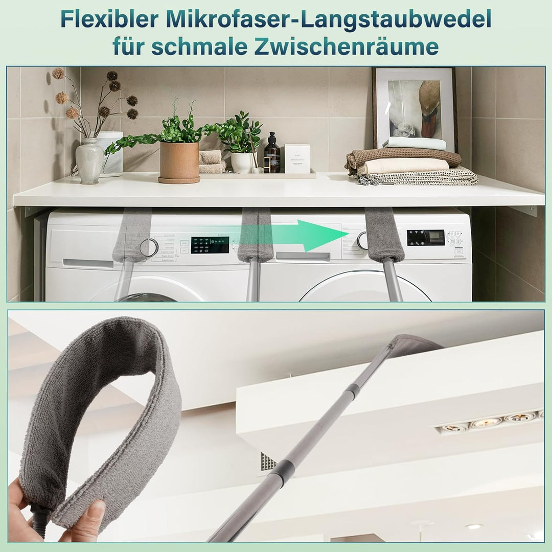 marysgift Staubwedel Teleskop Set, Staubwedel Lang Ausziehbar 310 cm, Staubwedel Waschbar mit 7×43 c