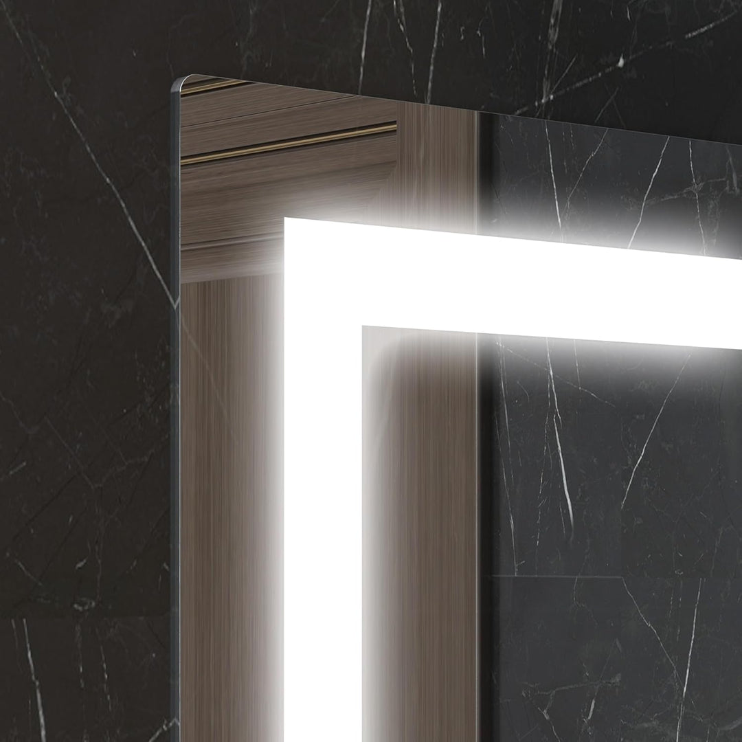 kleankin LED Badspiegel 22W Badezimmerspiegel mit Glas-Ablage Beleuchtung Wandspiegel mit Touch-Scha