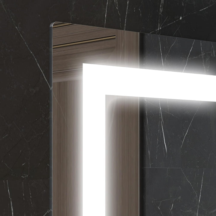 kleankin LED Badspiegel 22W Badezimmerspiegel mit Glas-Ablage Beleuchtung Wandspiegel mit Touch-Scha